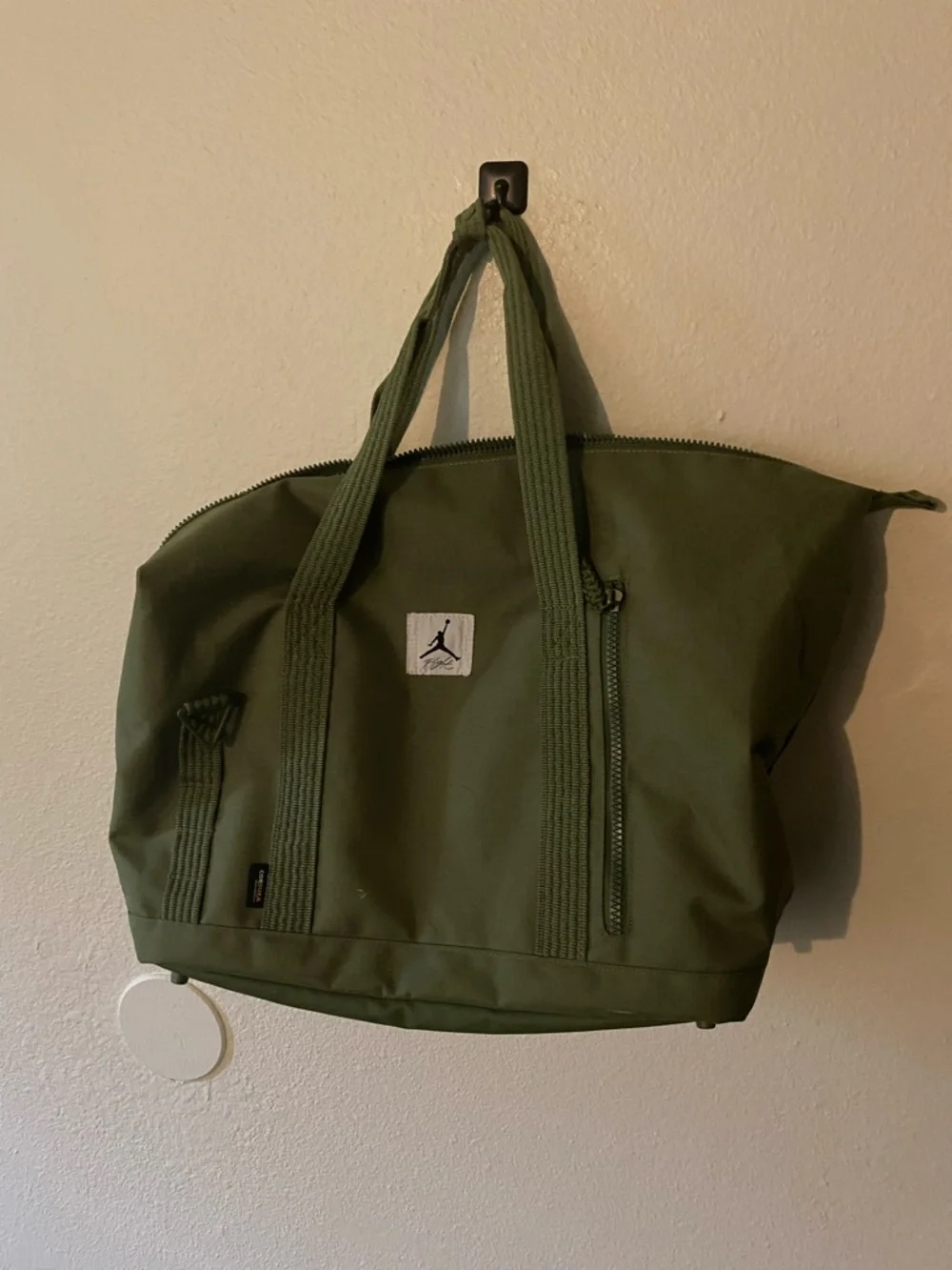 Jordan Olive Canvas Duffel Tote Bag - Green